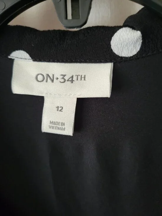 On 34th Dress B/W Polka Dots Sz 12 wrap front whimsigoth Romantic Gothic Indie - Picture 14 of 16